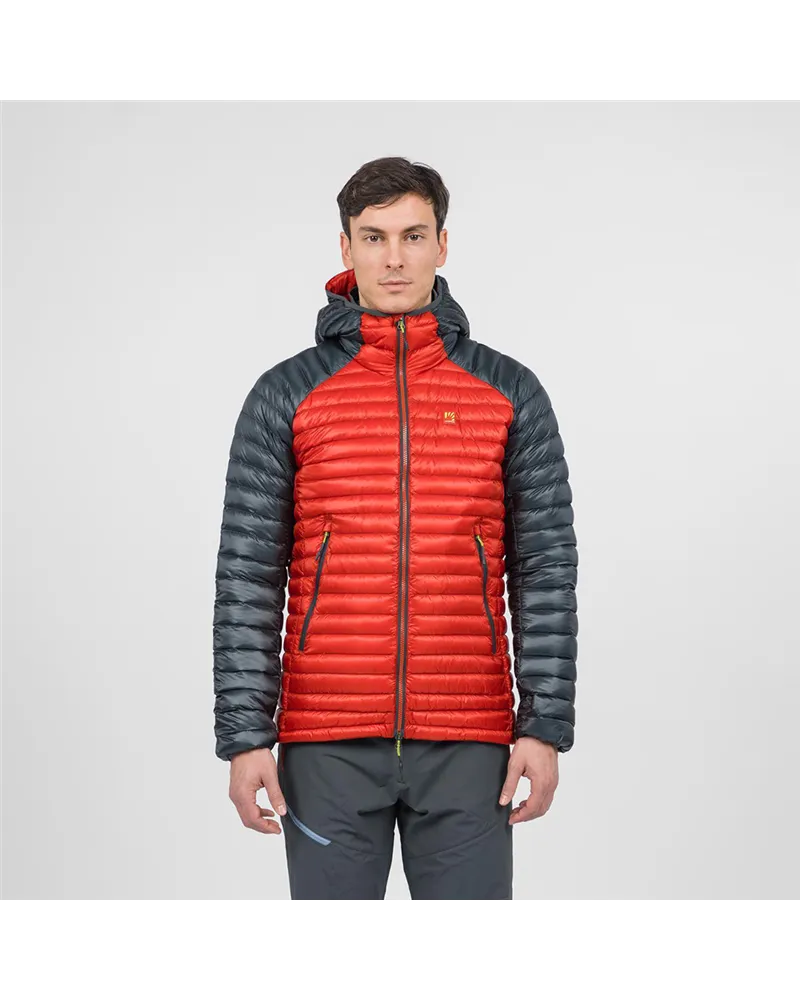 Karpos Alagna Giacca Piumino con Cappuccio Uomo, Fire/Woodland Gray