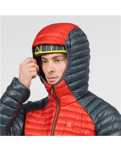 Karpos Alagna Giacca Piumino con Cappuccio Uomo, Fire/Woodland Gray