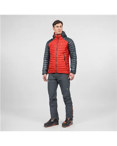 Karpos Alagna Giacca Piumino con Cappuccio Uomo, Fire/Woodland Gray