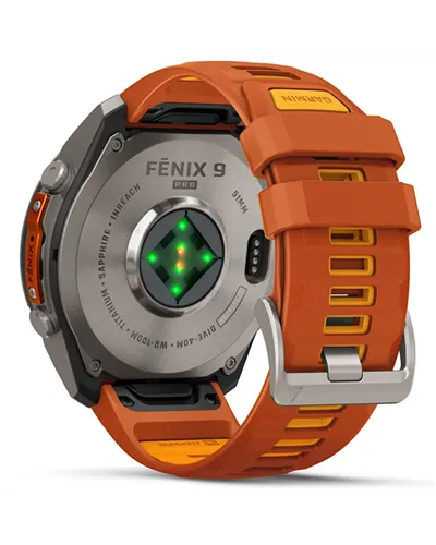 Garmin Fenix 9 Pro AMOLED inReach Case 51mm GPS Watch Wrist-Based HR, Titanio/Autumn Orange/Spark Orange