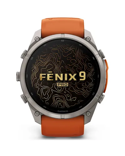 Garmin Fenix 9 Pro AMOLED inReach Case 51mm GPS Watch Wrist-Based HR, Titanio/Autumn Orange/Spark Orange