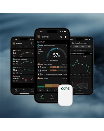 Core 2 Sensore Termico Bluetooth ANT+ Compatibile con Garmin/Wahoo/Suunto ed altri, Bianco