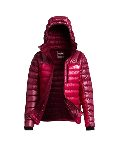 The North Face Summit Breithorn RDS Women's Packable Hooded Down Jacket, Lali Guran/Burgundy Crush