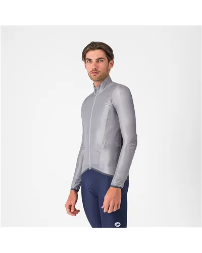 Castelli Aria Shell 2 Giacca Uomo Antivento Ripiegabile, Silver Gray/Dark Gray