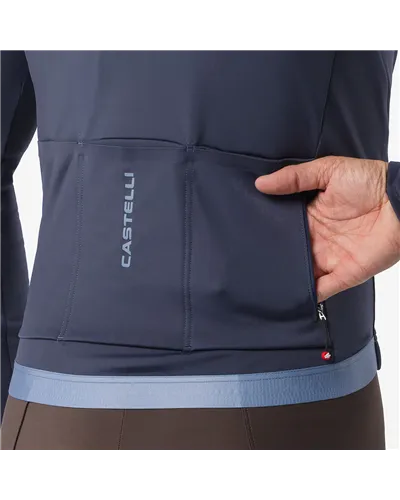 Castelli Espresso Thermal 2 Maglia Maniche Lunghe Full Zip Uomo, Twilight Blue