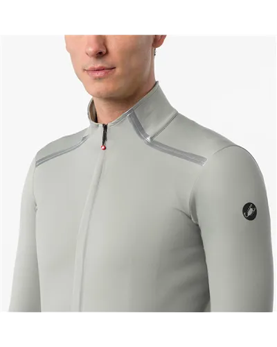 Castelli Perfetto Pro Rosso Corsa Polartec AirCore Giacca Antipioggia/Antivento Uomo, Shadow