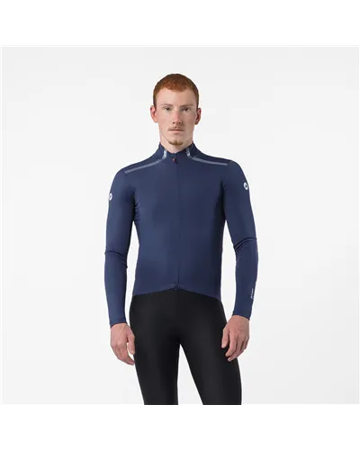Castelli Perfetto Pro Rosso Corsa Polartec AirCore Giacca Antipioggia/Antivento Uomo, Belgian Blue