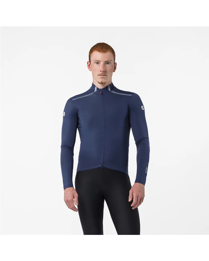 Castelli Perfetto Pro Rosso Corsa Polartec AirCore Giacca Antipioggia/Antivento Uomo, Belgian Blue