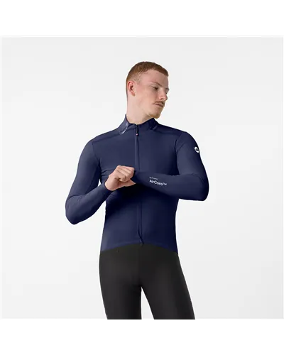 Castelli Perfetto Pro Rosso Corsa Polartec AirCore Giacca Antipioggia/Antivento Uomo, Belgian Blue