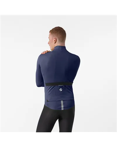Castelli Perfetto Pro Rosso Corsa Polartec AirCore Giacca Antipioggia/Antivento Uomo, Belgian Blue