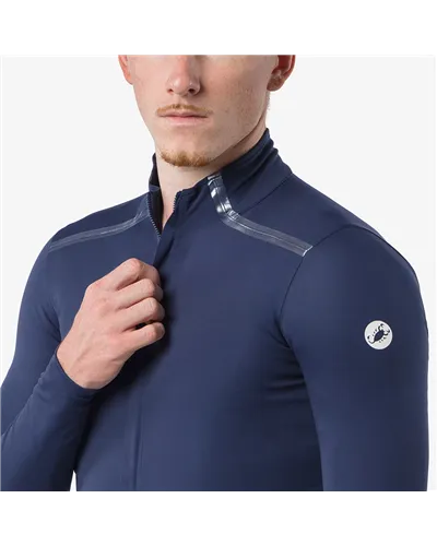 Castelli Perfetto Pro Rosso Corsa Polartec AirCore Giacca Antipioggia/Antivento Uomo, Belgian Blue
