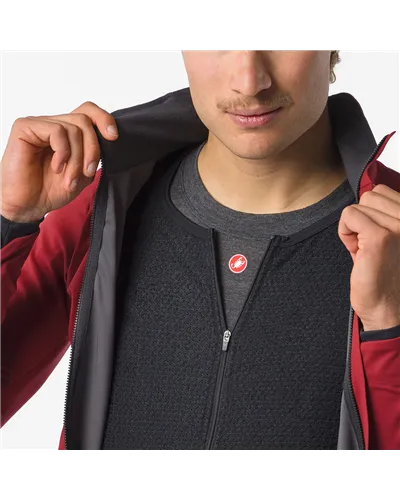 Castelli Alpha 150 RoS Polartec AirCore Giacca Antipioggia/Antivento Uomo, Garnet/Black