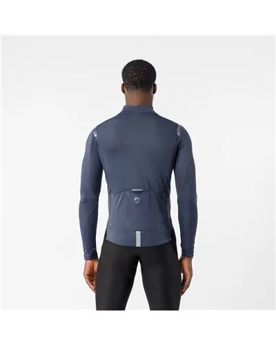 Castelli Perfetto 4 Rosso Corsa Polartec AirCore Giacca Antipioggia/Antivento Uomo, Twilight Blue