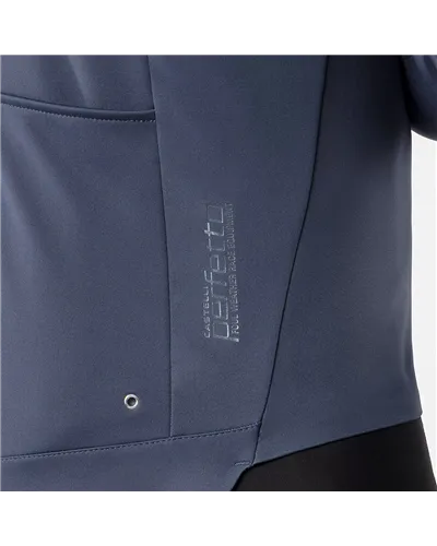 Castelli Perfetto 4 Rosso Corsa Polartec AirCore Giacca Antipioggia/Antivento Uomo, Twilight Blue