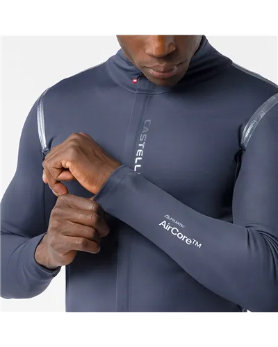 Castelli Perfetto 4 Rosso Corsa Polartec AirCore Giacca Antipioggia/Antivento Uomo, Twilight Blue
