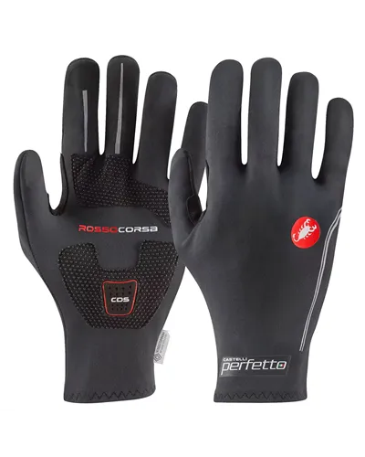 Castelli Perfetto Light 2 Rosso Corsa Windstopper Unisex Cycling Gloves Touchscreen, Black
