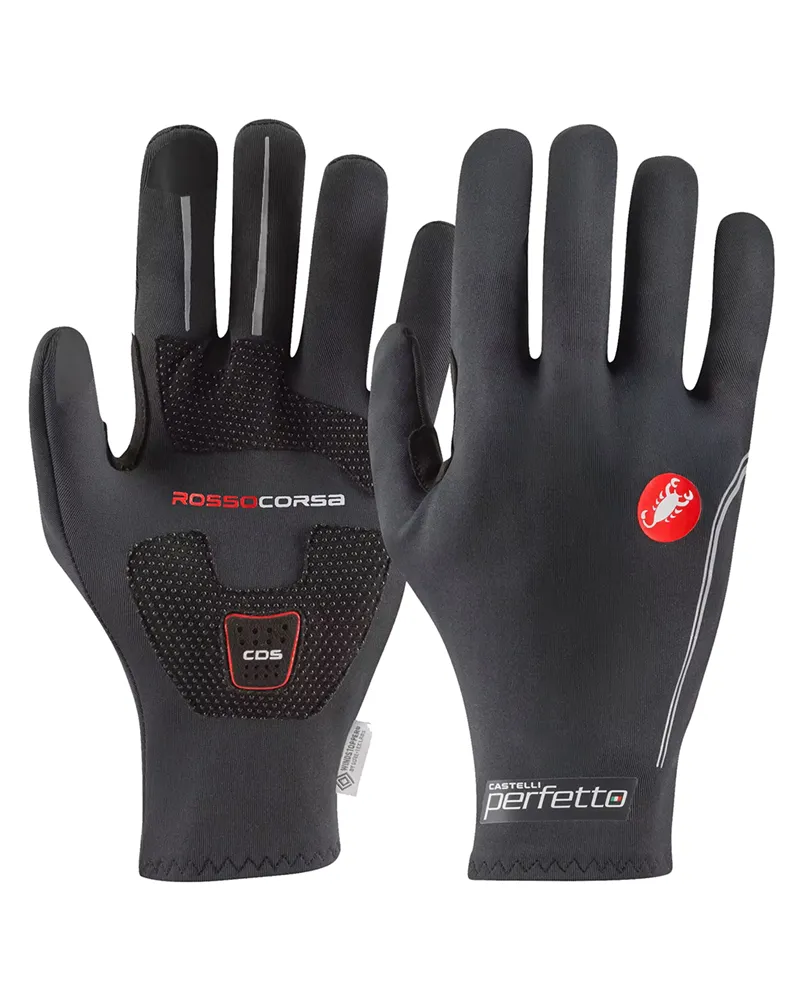 Castelli Perfetto Light 2 Rosso Corsa Windstopper Unisex Cycling Gloves Touchscreen, Black