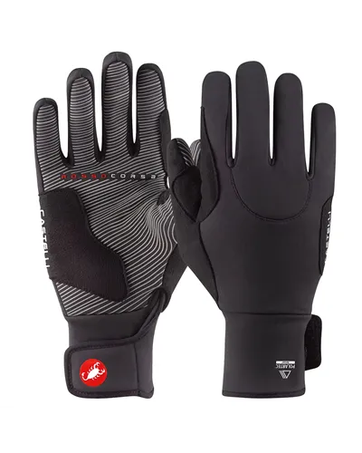 Castelli Estremo 2 Rosso Corsa Polartec AirCore Unisex Cycling Gloves, Black