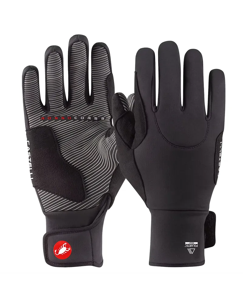 Castelli Estremo 2 Rosso Corsa Polartec AirCore Unisex Cycling Gloves, Black