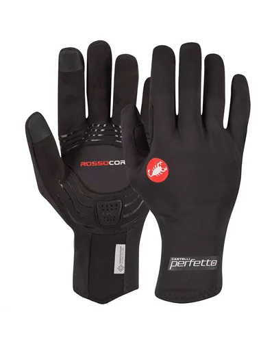 Castelli Perfetto RoS 2 Rosso Corsa Windstopper Guanti Ciclismo Unisex Touchscreen, Black