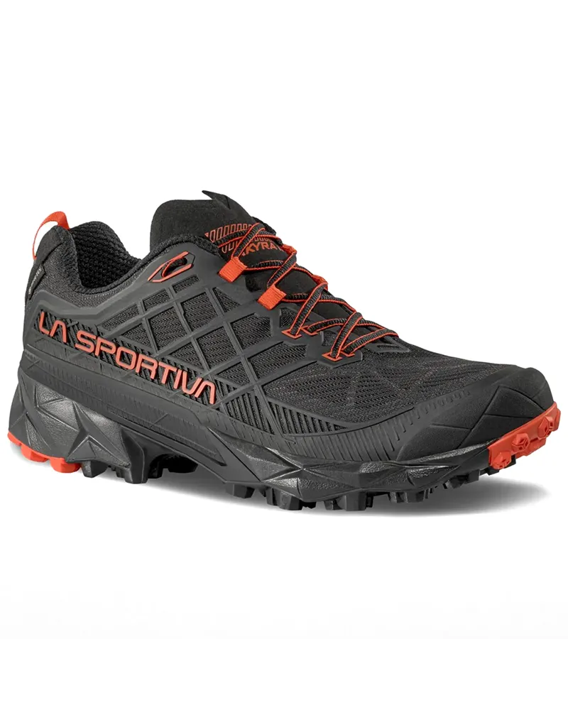 La Sportiva Akyra II GTX Gore-Tex Men's Trail Running Shoes, Black/Cherry Tomato
