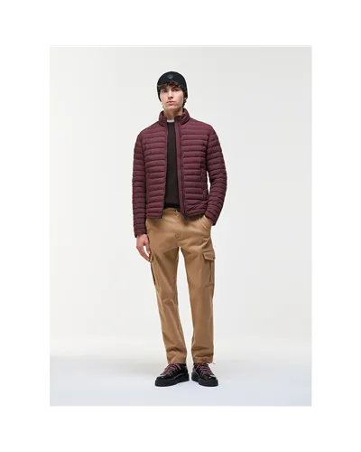 Colmar Men's Light Down Jacket with Padded Collar, Brick/Chocolate