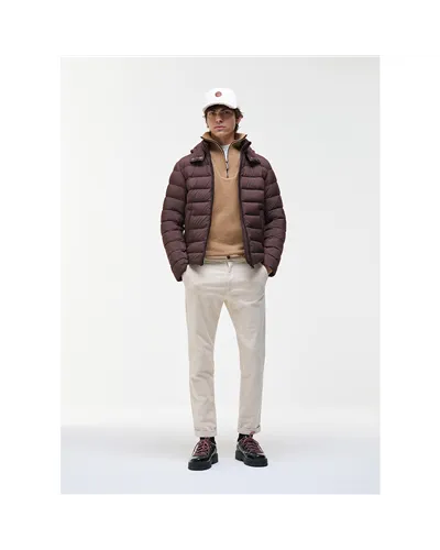 Colmar Men's Down Jacket with Detachable Hood, Black Coffee/Black