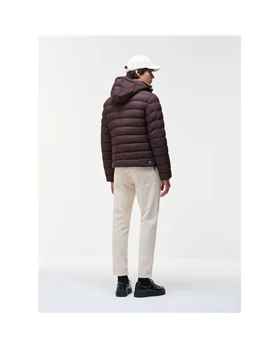 Colmar Men's Down Jacket with Detachable Hood, Black Coffee/Black