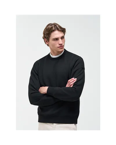 Colmar Felpa Girocollo in Jacquard Uomo, Black