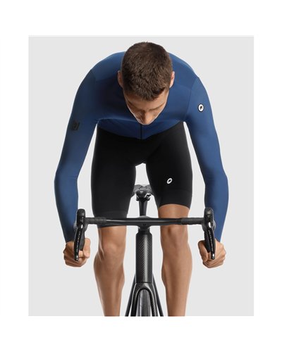Assos Mille GT Spring Fall C2 Men's Long Sleeve Full Zip Cycling Jersey, Stone Blue