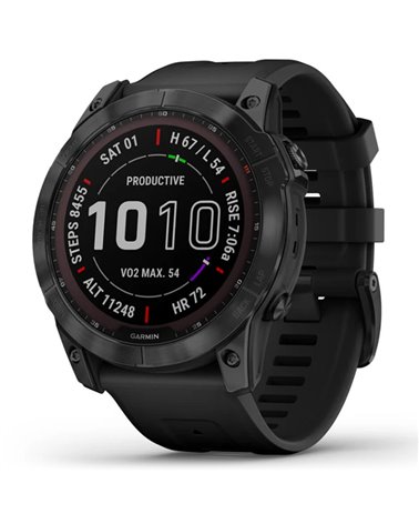 Garmin Fenix 7X Sapphire Solar Edition Case 51mm GPS Watch Wrist-Based HR, Titanium Black DLC/Black