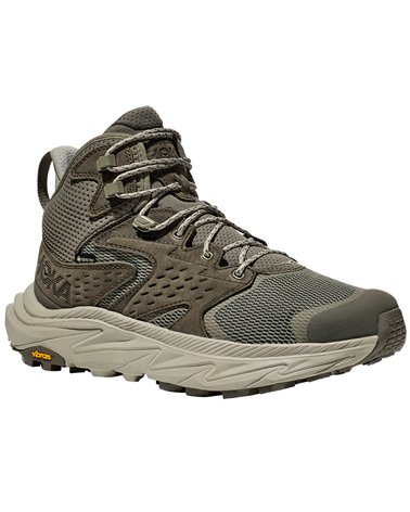 Hoka One One Anacapa 2 Mid GTX Gore-Tex Men's Waterproof Hiking Boots Nubuck Leather, Slate/Barley