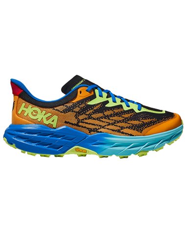 Hoka One One Speedgoat 5 Men's Trail Running Shoes, Solar Flare/Diva Blue