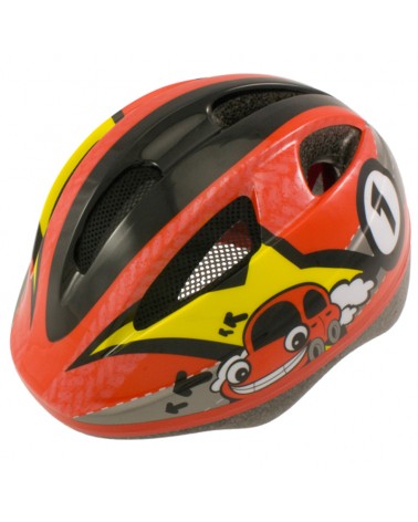 BTA Out-Mould Junior/Kids Bicycle Helmet, Red/Car Graph