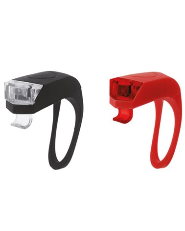 BTA Girino Front and Rear Silicon Bicycle Light Kit, Black/Red