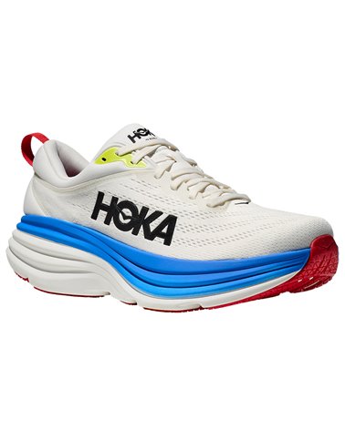 Hoka One One Bondi 8 Men's Running Shoes, Blanc de Blanc/Virtual Blue