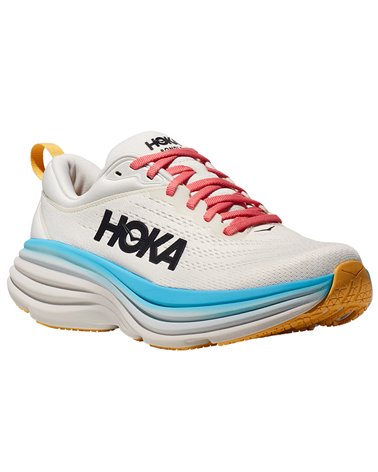 Hoka One One Bondi 8 Women's Running Shoes, Blanc de Blanc/Swim Day