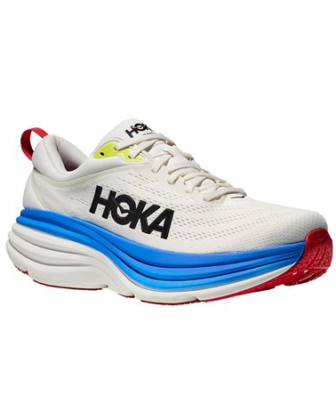 Hoka One One Bondi 8 Wide Men's Running Shoes, Blanc de Blanc/Virtual Blue