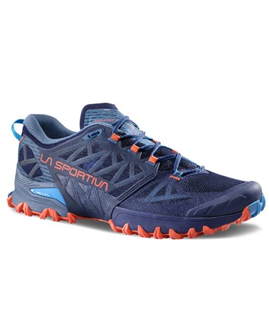 La Sportiva Bushido III Wide Men's Trail Running Shoes, Deep Sea/Cherry Tomato