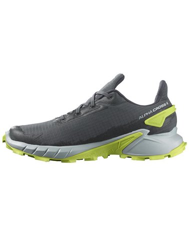 Salomon Alphacross 4 GTX Gore-Tex Men's Trail Running Shoes Size EU 42 2/3, Ebony/Pearl Blue/Acid Lime