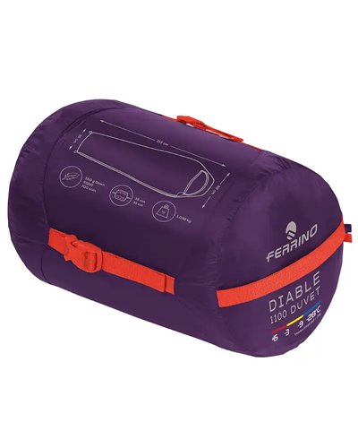 Ferrino Diable 1100 Duvet RDS Down Sleeping Bag, Purple