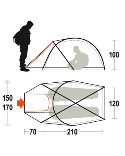 Ferrino Pilier 2 FR 2-persons Tent, Orange