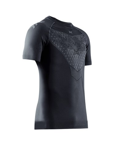 X-Bionic Twyce Run Men's Running Short Sleeve Shirt, Black/Charcoal