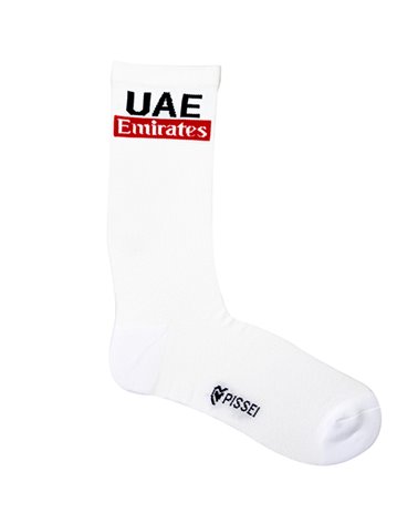 Pissei UAE Emirates 2024 Team Replica Cycling Socks 18cm, White