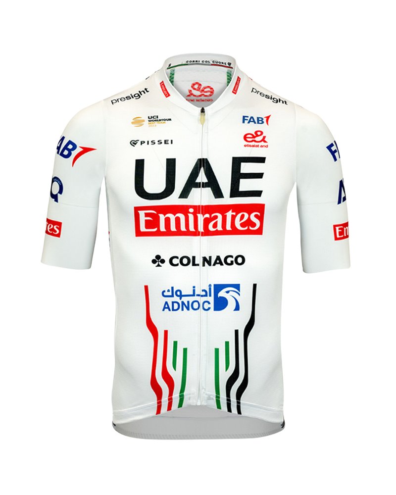 Pissei UAE Emirates 2024 Team Replica Men's Short Sleeve Cycling Jersey, White