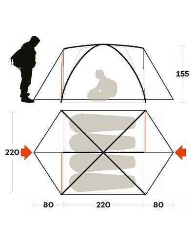 Ferrino Lhotse 4 Tenda Quattro Posti, Arancio