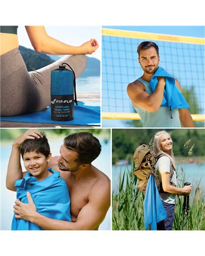 Fit-Flip Microfiber Towel 90x180 cm, Blue