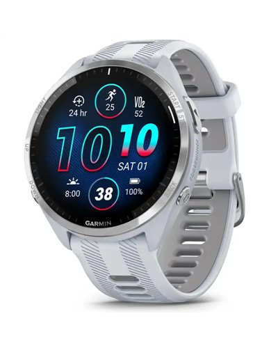 Garmin Forerunner 965 GPS Smartwatch Wrist-Based HR, Whitestone/Powder Grey