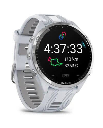 Garmin Forerunner 965 GPS Smartwatch Wrist-Based HR, Whitestone/Powder Grey