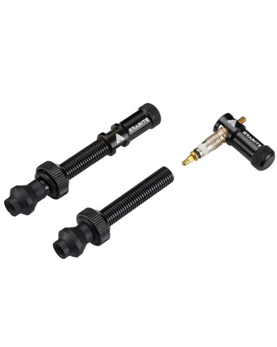 Granite Juicy Nipple - 48mm Presta Black Valve + Black Juicy Nipple Cap (pair)